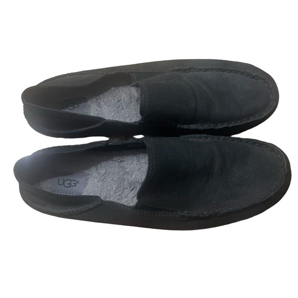 UGG Men's Driving Loafer in Classic Black Leather Size 12 - Picture 3 of 11
